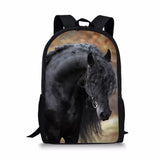 HaoYun Friesian Horse Print School Backpack for Teens Girls Boys