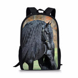 HaoYun Friesian Horse Print School Backpack for Teens Girls Boys