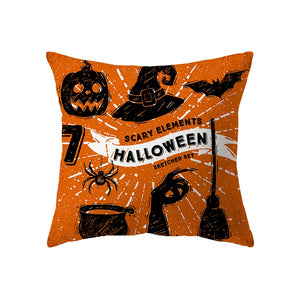 Halloween Horror Pumpkin Spider Print Square Pillow Cover