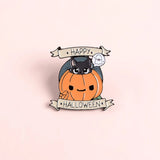 Halloween Pumpkin Enamel Pin Cat Lapel Cartoon Badges