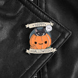 Halloween Pumpkin Enamel Pin Cat Lapel Cartoon Badges