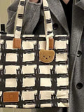 Harajuku Spring High-end Geometric Pattern Large-capacity Canvas Tote Bag