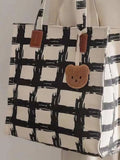 Harajuku Spring High-end Geometric Pattern Large-capacity Canvas Tote Bag