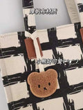 Harajuku Spring High-end Geometric Pattern Large-capacity Canvas Tote Bag