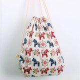 Harajuku Butterfly Backpack European American Cartoon Print Drawstring Bag