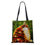 Harajuku Canvas Shopper Bag Abstract Art Cat Eco Travel Shoulder Bag
