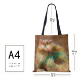 Harajuku Canvas Shopper Bag Abstract Art Cat Eco Travel Shoulder Bag