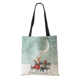 Harajuku Canvas Shopper Bag Christmas Elkwomen Shoulder Bag