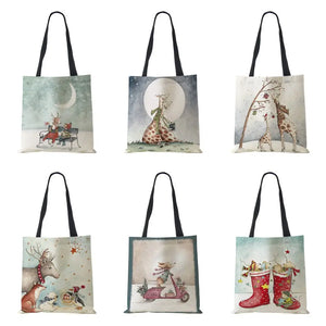 Harajuku Canvas Shopper Bag Christmas Elkwomen Shoulder Bag
