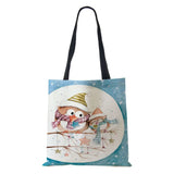 Harajuku Canvas Shopper Bag Winter Bird Snowflake Travel Shoulder Bag