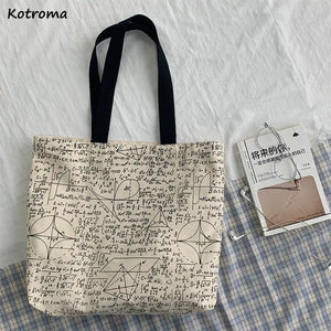 Harajuku Canvas Shoulder Bags Women Underarm Students School Large Capacity