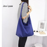 Harajuku Canvas Shoulder Bag for Women Vintage Large Capacity Handbag