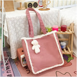 Harajuku Corduroy Lamb Wool Handbag Large Capacity Winter Shoulder Bag