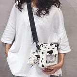 Harajuku Cow Pattern Canvas Bag Women Shoulder Messenger Girls