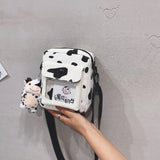 Harajuku Cow Pattern Canvas Bag Women Shoulder Messenger Crossbody