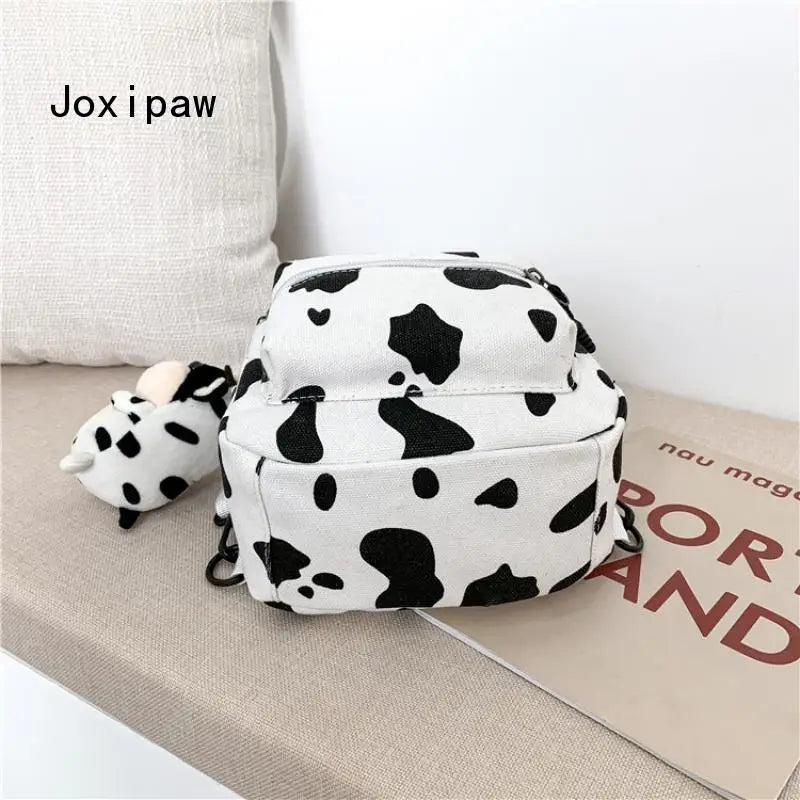 Harajuku Cow Pattern Mini Backpack for Women