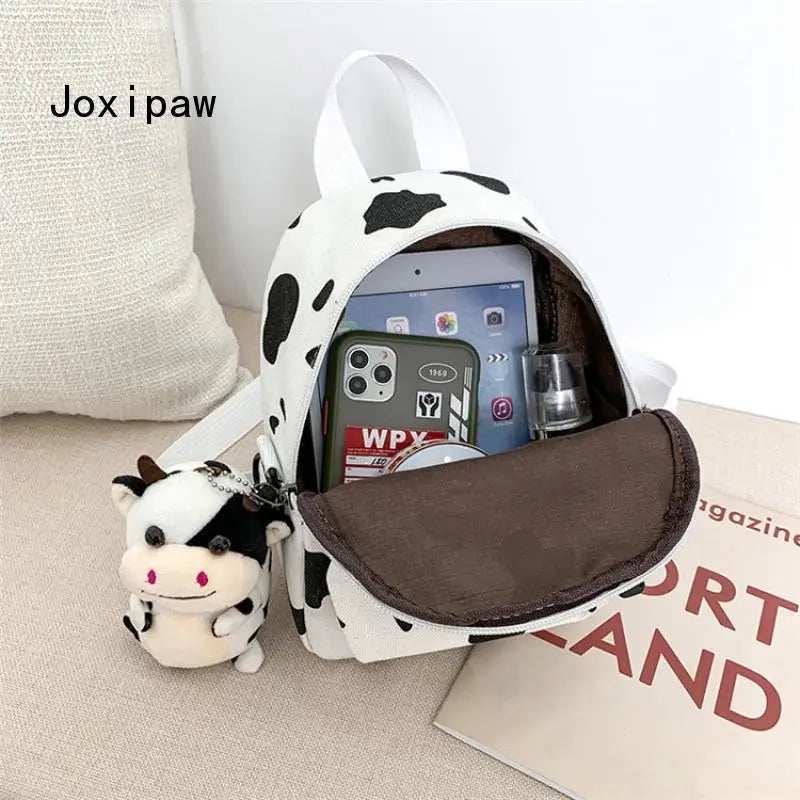 Harajuku Cow Pattern Mini Backpack for Women
