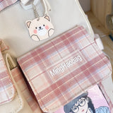 Harajuku Backpack for Teenager Large Capacity Lattice Backpack