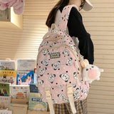 Harajuku Panda Printing Large Schoolbag for Teens Boys Girls