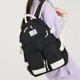 Harajuku Double Pocket Women Backpack Waterproof Teenage Girl Schoolbag