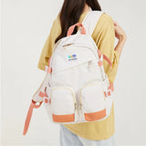 Harajuku Double Pocket Women Backpack Waterproof Teenage Girl Schoolbag