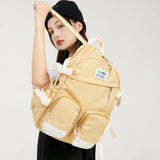 Harajuku Double Pocket Women Backpack Waterproof Teenage Girl Schoolbag