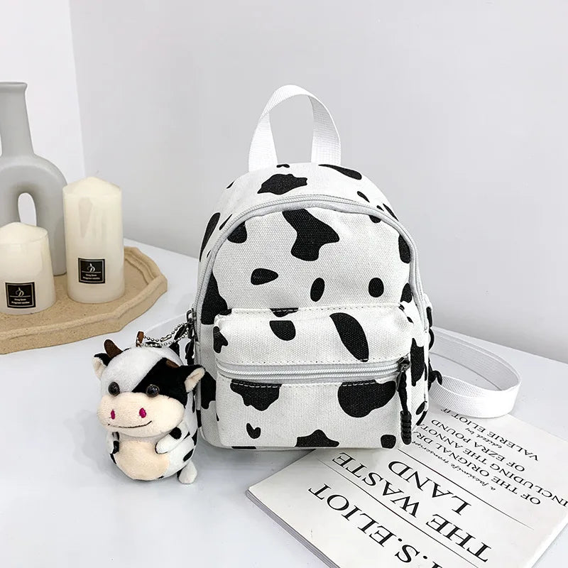 Harajuku Feng Schoolbag Female Ins Fire Cow Pattern Lovely Girl Canvas Bag
