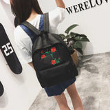Harajuku Floral Embroidery Backpack Men Women Travel School Backpack