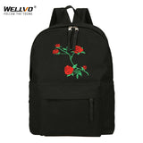 Harajuku Floral Embroidery Backpack Men Women Travel School Backpack