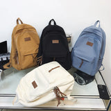 Harajuku Girl Canvas Backpack Solid School Bag Retro Bookbag