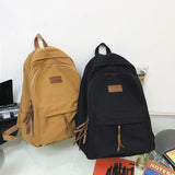 Harajuku Girl Canvas Backpack Solid School Bag Retro Bookbag