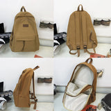 Harajuku Girl Canvas Backpack Solid School Bag Retro Bookbag