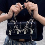 Harajuku Goth Women's Shoulder Bag Metalpunk Y2k Girls Small Square
