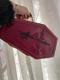 Gothic Coffin Crossbody Bag with Cross Rose Embroidery