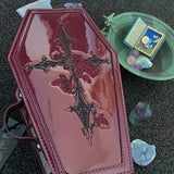 Gothic Coffin Crossbody Bag with Cross Rose Embroidery
