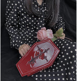 Gothic Coffin Crossbody Bag with Cross Rose Embroidery
