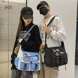 Harajuku Men Women Nylon Crossbody Messenger Bag Girls School Book Bags