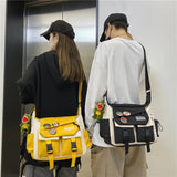 Harajuku Men Nylon Crossbody Bags for Women Messenger Bag Girls School Book Bags
