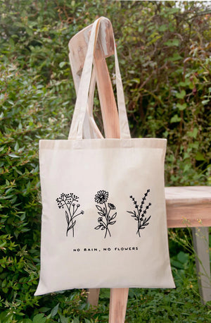 Harajuku No Rain No Flowers Canvas Shopper Bag