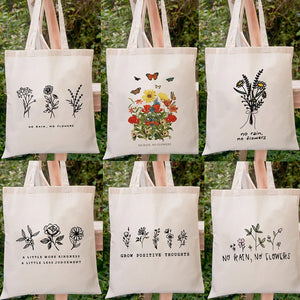 Harajuku No Rain No Flowers Canvas Shopper Bag