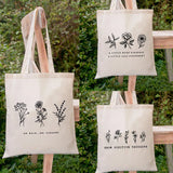 Harajuku No Rain No Flowers Canvas Shopper Bag