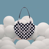 Harajuku Plaid Chain Shoulder Totes Bag Heart Bolsa Feminina Punk Y2K Handbag