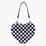 Harajuku Plaid Chain Shoulder Totes Bag Heart Bolsa Feminina Punk Y2K Handbag