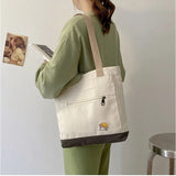 Harajuku Retro Canvas Shoulder Bags Large Capacity Casual Totes