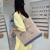 Harajuku Retro Canvas Shoulder Bags Large Capacity Casual Totes