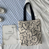 Harajuku Shoulder Bags Women Canvas Heart Pints Zipper Style