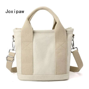 Harajuku Vintage Canvas Tote Bag Casual Shoulder Solid Female Cro