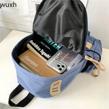 Harajuku Solid Backpack Multifunctional Student Laptop Travel Bag