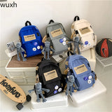 Harajuku Solid Backpack Multifunctional Student Laptop Travel Bag