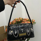 Harajuku Spider Shoulder Totes Bags Women Skull Cross Sac A Main Femme Punk